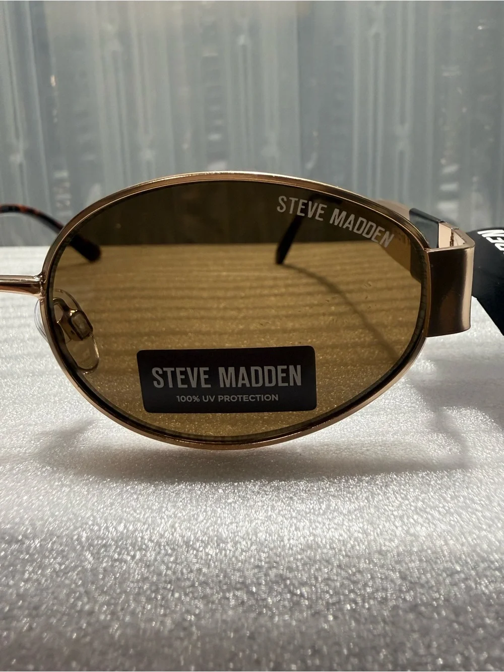 NWT Steve Madden Mystic Oval Sunglasses Gold Frame Brown Lens Retro Y2K
